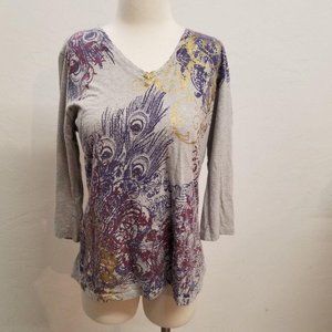 Style & Co Sport Floral Shirt SZ LG EUC